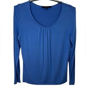 Evan Picone Women's Blue Long Sleeve Scoop Neck Blouse